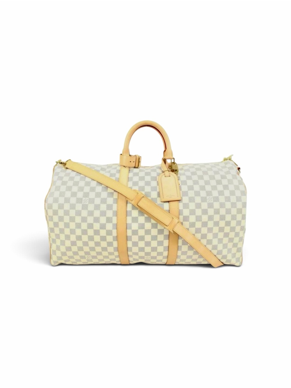 LOUIS VUITTON Keepall Bandoulière 55 Damier Azur Complete Set